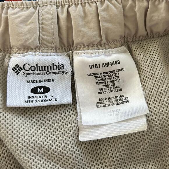 Columbia Men Lined Outdoor Hiking Swim Shorts Casual Tan Size Medium - Picture 4 of 6